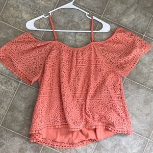 Coral Cold Shoulder Blouse